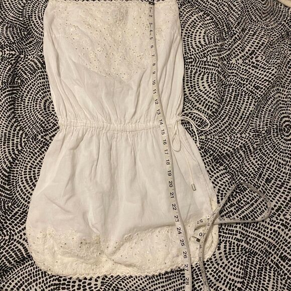 Cynthis Rowley Size Small White Eyelet Beachy Coastal Cinch Waist Tube Top Mini - Picture 6 of 8